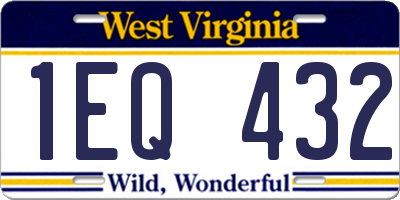 WV license plate 1EQ432