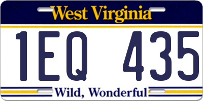 WV license plate 1EQ435