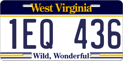 WV license plate 1EQ436