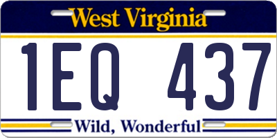 WV license plate 1EQ437