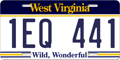 WV license plate 1EQ441