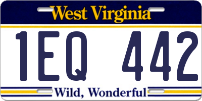WV license plate 1EQ442