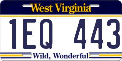 WV license plate 1EQ443