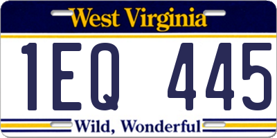WV license plate 1EQ445