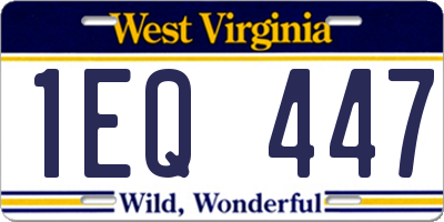 WV license plate 1EQ447