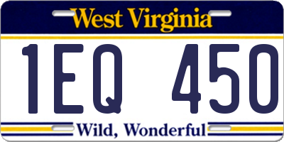 WV license plate 1EQ450