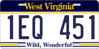 WV license plate 1EQ451