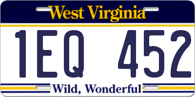WV license plate 1EQ452