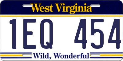 WV license plate 1EQ454
