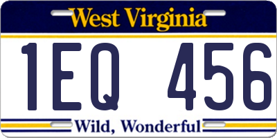 WV license plate 1EQ456