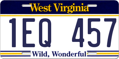 WV license plate 1EQ457