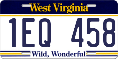 WV license plate 1EQ458