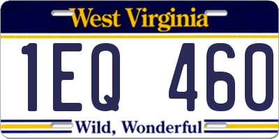 WV license plate 1EQ460