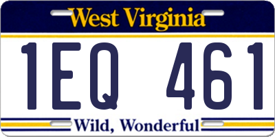 WV license plate 1EQ461