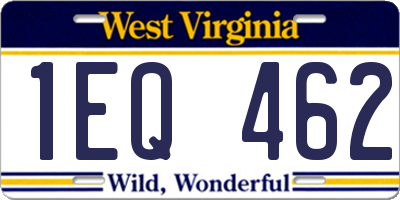 WV license plate 1EQ462