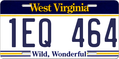 WV license plate 1EQ464