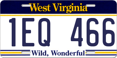 WV license plate 1EQ466