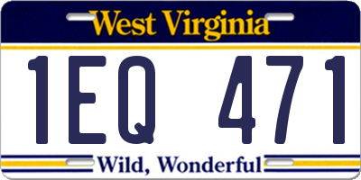 WV license plate 1EQ471