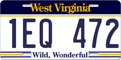 WV license plate 1EQ472