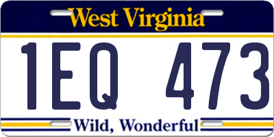WV license plate 1EQ473