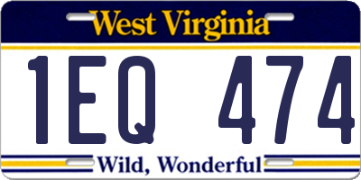 WV license plate 1EQ474
