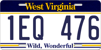 WV license plate 1EQ476