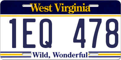 WV license plate 1EQ478