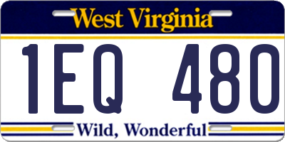 WV license plate 1EQ480