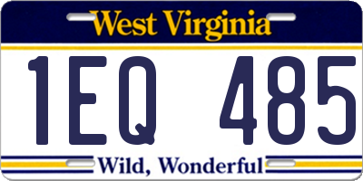 WV license plate 1EQ485