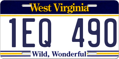 WV license plate 1EQ490