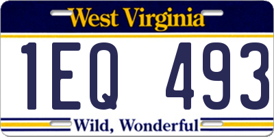 WV license plate 1EQ493