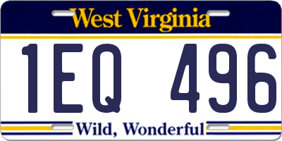 WV license plate 1EQ496