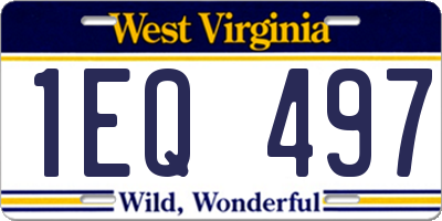 WV license plate 1EQ497