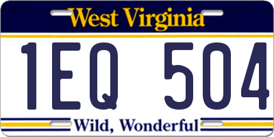 WV license plate 1EQ504