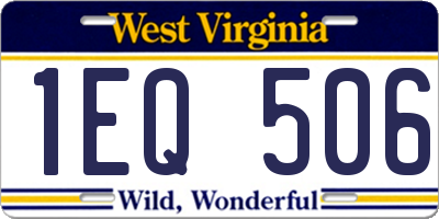 WV license plate 1EQ506