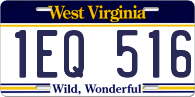 WV license plate 1EQ516