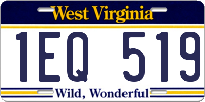 WV license plate 1EQ519