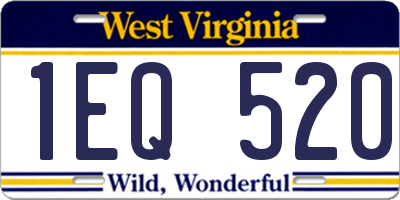 WV license plate 1EQ520