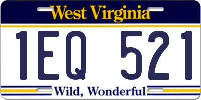 WV license plate 1EQ521