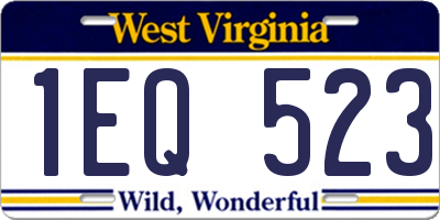 WV license plate 1EQ523
