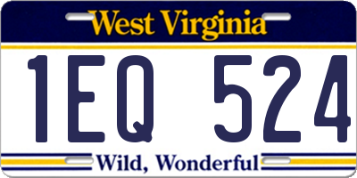 WV license plate 1EQ524