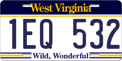 WV license plate 1EQ532