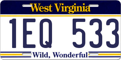 WV license plate 1EQ533