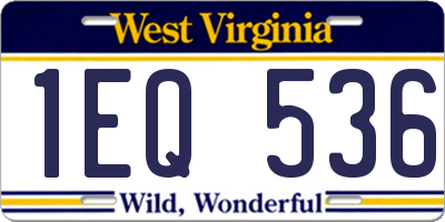 WV license plate 1EQ536