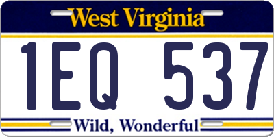 WV license plate 1EQ537