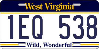 WV license plate 1EQ538
