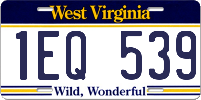 WV license plate 1EQ539
