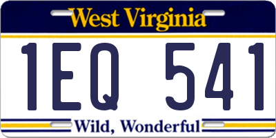 WV license plate 1EQ541
