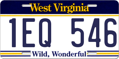 WV license plate 1EQ546