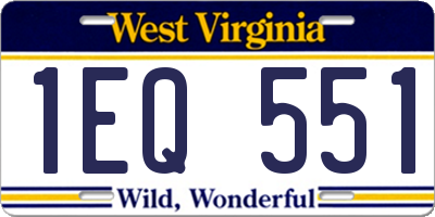 WV license plate 1EQ551